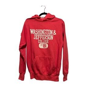 MV Sport Washington & Jefferson Hoodie Sweatshirt Red White Raspberry